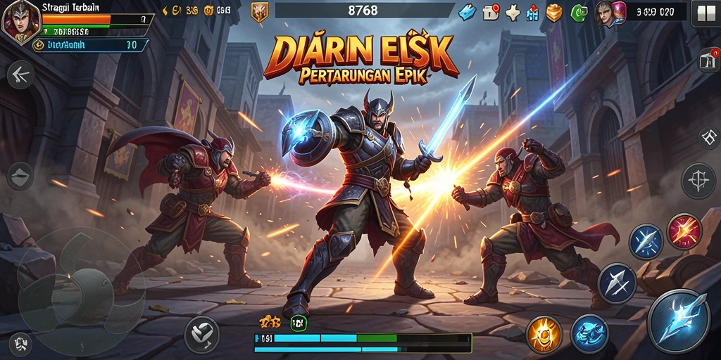 Tampilan gameplay menarik dari 8768 dengan pertempuran strategi yang mendebarkan.