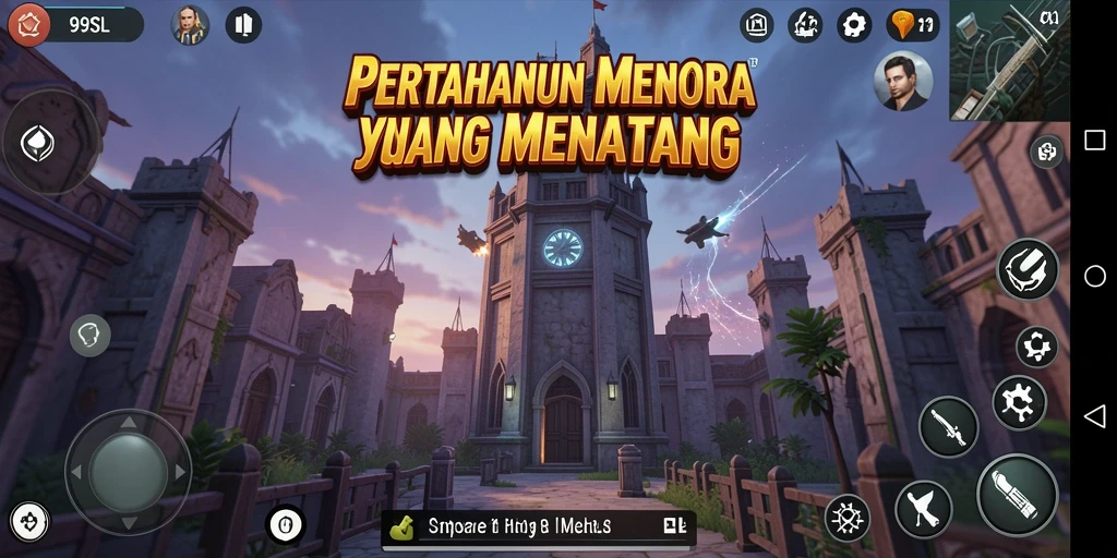 Tampilan gameplay 99SL dengan menara yang menarik dan musuh yang beragam.