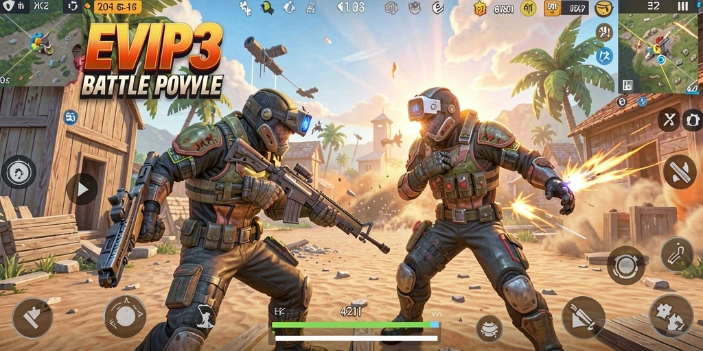 Gameplay mendebarkan Battle Royale di EVIP3 dengan banyak aksi.