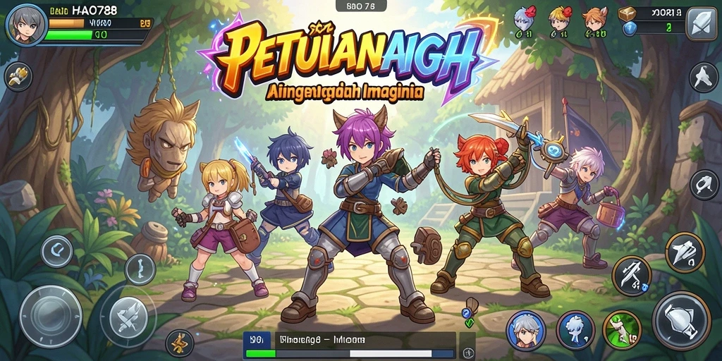 Screenshot gameplay HAO788 menampilkan pertarungan karakter anime yang dinamis.