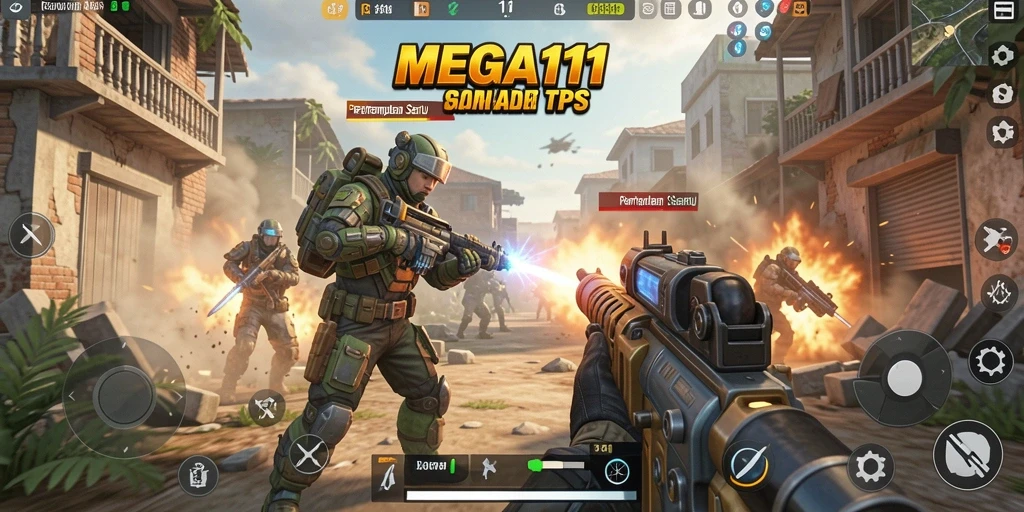 Screenshot gameplay MEGA111 menampilkan pertempuran seru dan grafis yang memukau.