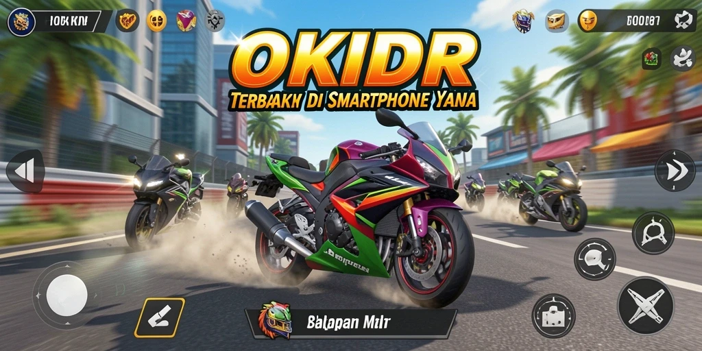 Gameplay seru dan mendebarkan dalam balapan motor.