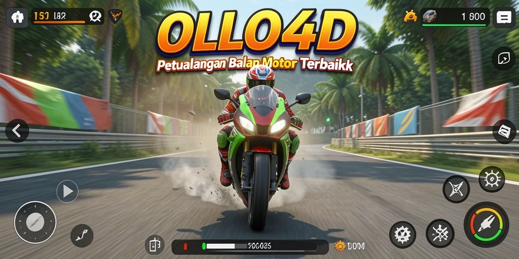 Screenshot gameplay <strong>OLLO4D</strong> menampilkan aksi balap motor yang cepat dan mendebarkan.