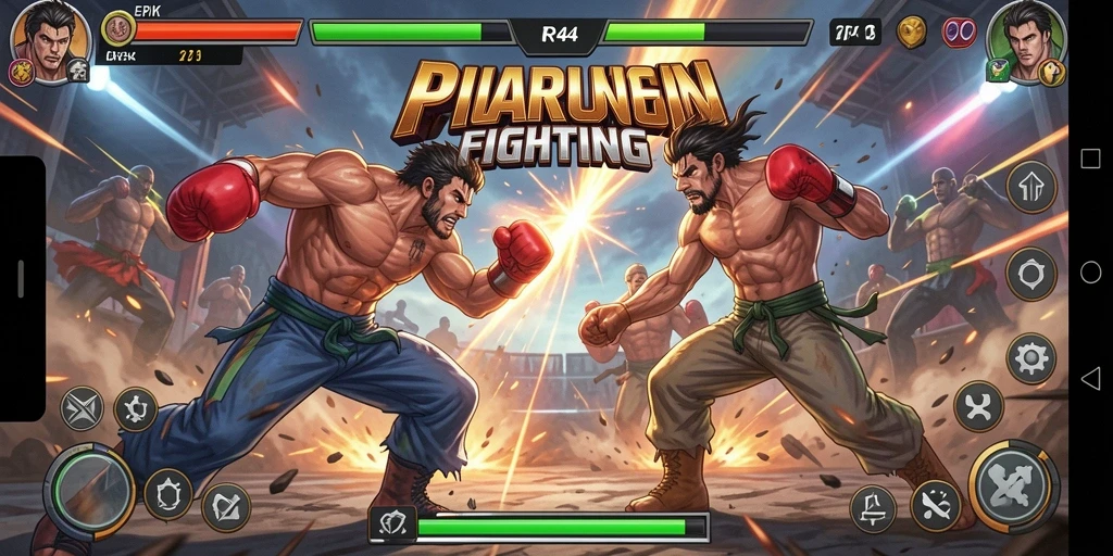 Tampilan gameplay seru dalam RR44 dengan pertarungan yang mendebarkan.
