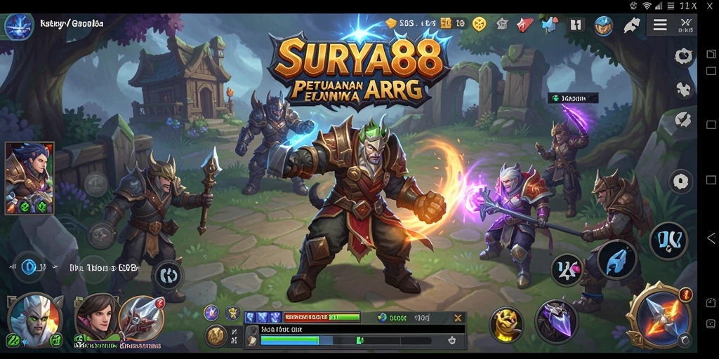 Screenshot gameplay ARPG SURYA88 yang mencolok dan mendebarkan.
